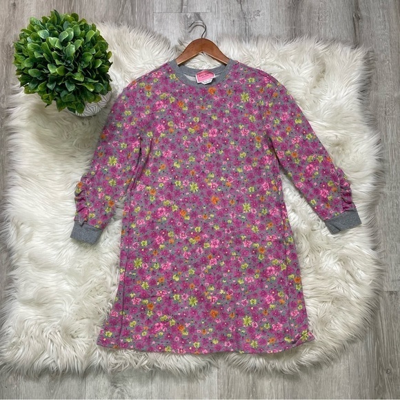 Kate Spade Women's Size Marker Floral Ruffle Sweatshirt Dress - Picture 2 of 8